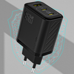 „Dudao A29C“ 65 W „GaN“ sieninis įkroviklis + USB-C laidas – juodas