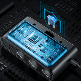 Joyroom JR-CL06 9in1 automobilinis įkroviklis 154W 5x USB-A / USB-C / 3x cigarečių degiklio lizdas PD QC PPS - juodas