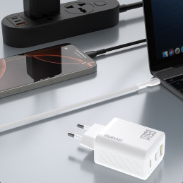 „Dudao A29C“ 65 W „GaN“ sieninis įkroviklis + USB-C laidas – baltas