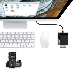 Ugreen CR125 30231 SD / micro SD / CF / MS atminties kortelių skaitytuvas su USB 3.0 kabeliu 1 m - juodas