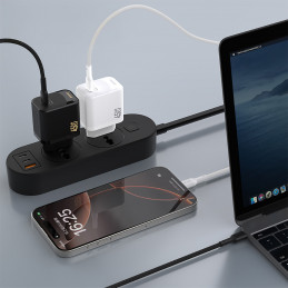 „Dudao A28C“ 45 W „GaN“ sieninis įkroviklis + USB-C laidas – baltas