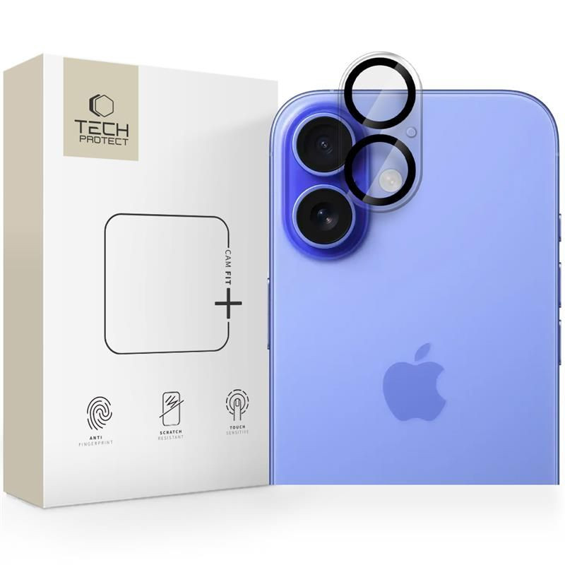 „Tech-Protect Cam Fit+“ kameros dėklas, skirtas „iPhone 16 / 16 Plus“ – skaidrus