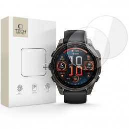 „Tech-Protect Glass Fit+“ 2 grūdintų stiklų pakuotė, skirta „Garmin Fenix 8“ 47 mm laikrodžiui – skaidrūs
