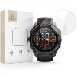 „Tech-Protect Glass Fit+“ 2 grūdintų stiklų pakuotė, skirta „Garmin Fenix 8 51mm“ – skaidrūs