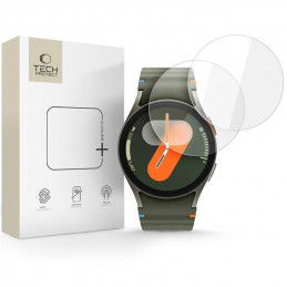 „Tech-Protect Glass Fit+“ 2 grūdinto stiklo pakuotė, skirta „Samsung Galaxy Watch 40 / 41 / 42 / 43 / 44 mm“ – skaidri