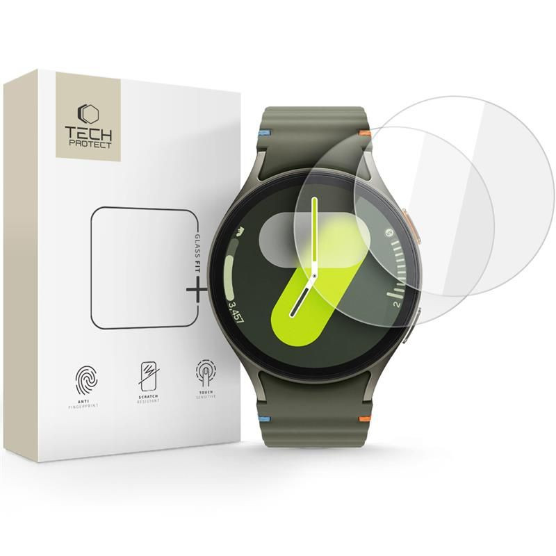 „Tech-Protect Glass Fit+“ 2 grūdinto stiklo pakuotė, skirta „Samsung Galaxy Watch 40 / 41 / 42 / 43 / 44 mm“ – skaidri