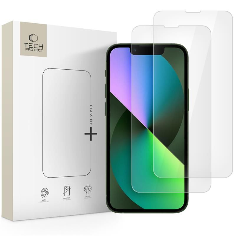 „Tech-Protect Glass Fit+“ 2 grūdintų stiklų pakuotė, skirta „iPhone 13 mini“ – permatoma