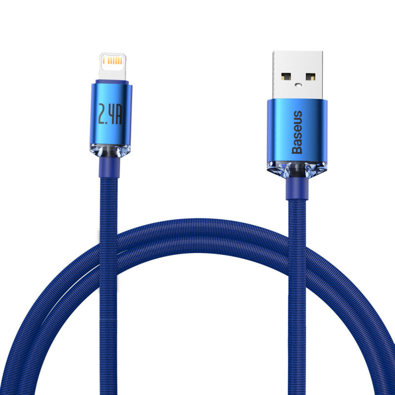 „Baseus Crystal Shine“ serijos kabelis USB laidas greitam įkrovimui ir duomenų perdavimui A tipo USB - Lightning 2.4A 1....