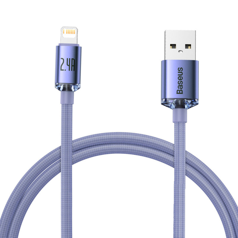 „Baseus Crystal Shine“ serijos kabelis USB laidas greitam įkrovimui ir duomenų perdavimui A tipo USB - Lightning 2.4A 1....
