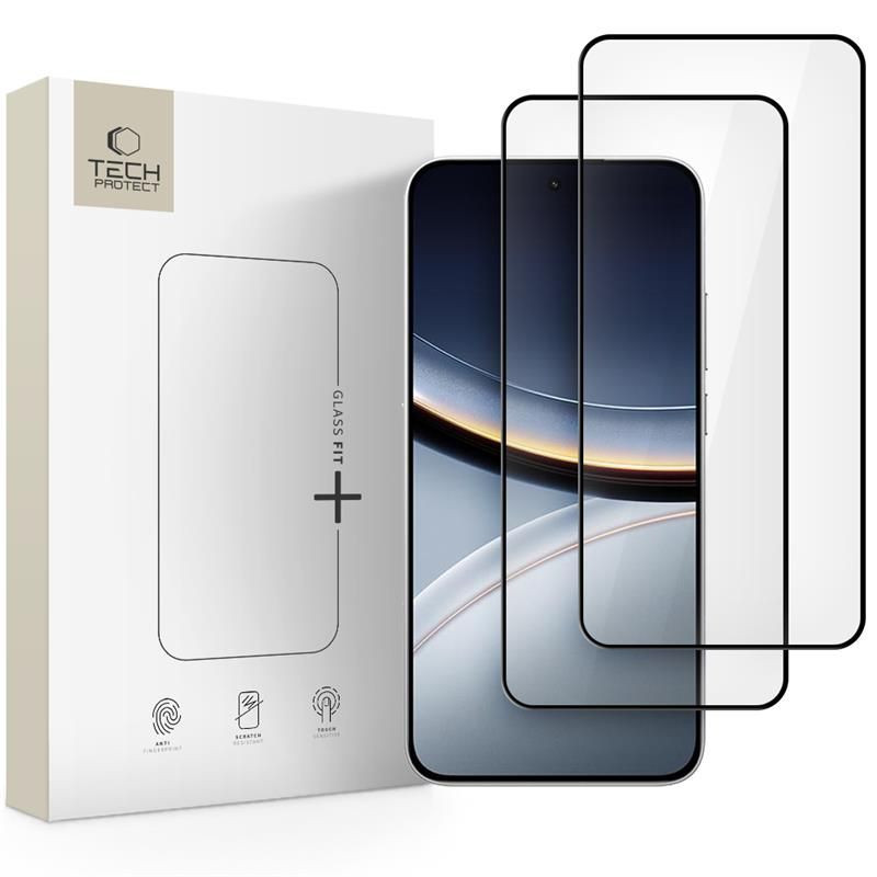 „Tech-Protect Glass Fit+“ grūdinto stiklo paketas, skirtas „Xiaomi Poco F7 5G“ - juodas