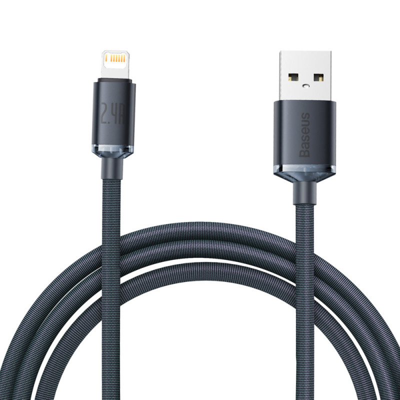„Baseus Crystal Shine“ serijos kabelis USB laidas greitam įkrovimui ir duomenų perdavimui A tipo USB - Lightning 2.4A 2m...