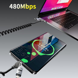 „Dudao L20 Pro 4-in-1“ USB-A / USB-C – „Lightning“ / USB-C laidas – juodas