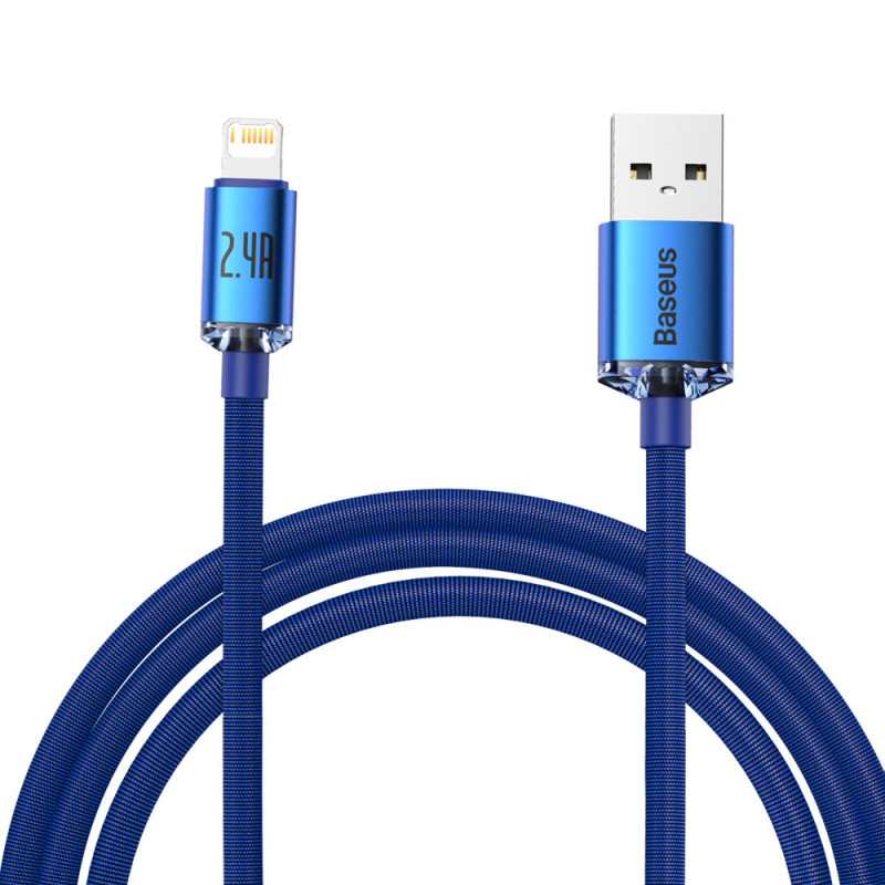 „Baseus Crystal Shine“ serijos kabelis USB laidas greitam įkrovimui ir duomenų perdavimui A tipo USB - Lightning 2,4A 2m...