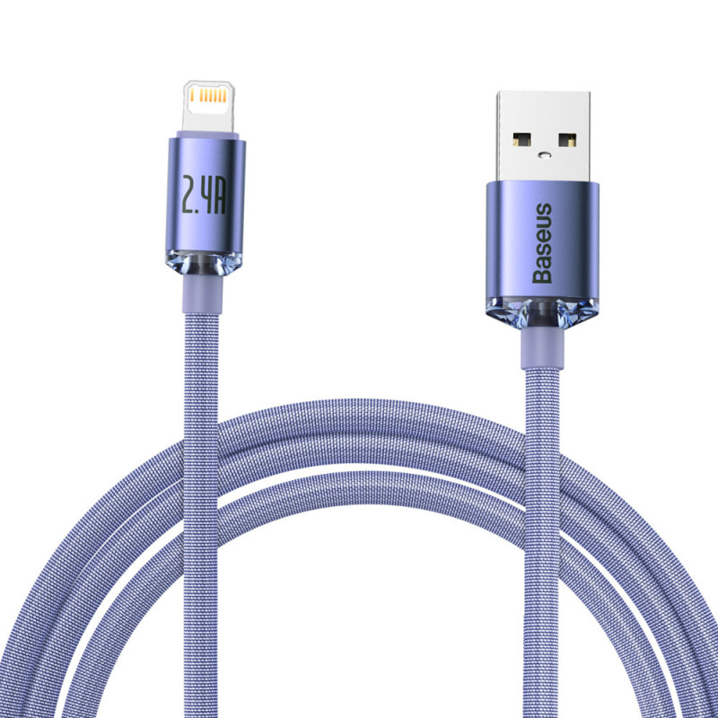„Baseus Crystal Shine“ serijos kabelis USB laidas greitam įkrovimui ir duomenų perdavimui A tipo USB – „Lightning 2.4A“ ...