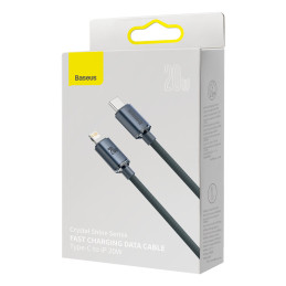 Baseus CAJY000201 Lightning – USB-C PD QC laidas 20W 480Mb/ s 1,2m – juodas