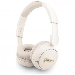 Ausinės „Guess Metal Logo Script“ už ausų – smėlio spalvos