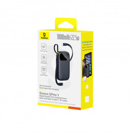 „Baseus EnerFill FC31“ 10000mAh 22,5W išorinė baterija su skaitmeniniu ekranu ir 2 integruotais laidais (USB-C + „Lightn...