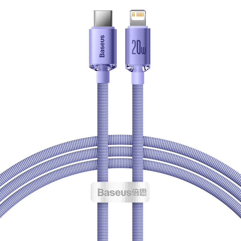 Baseus CAJY000205 Lightning – USB-C PD laidas 20W 480Mb/ s 1,2m – violetinė