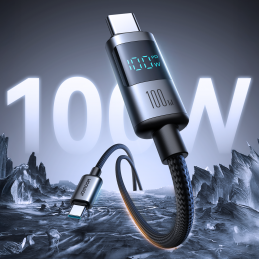 „Joyroom S-A16 Pro Prism“ serijos 100 W USB-C laidas – USB-C su skaitmeniniu ekranu 1,2 m – juodas