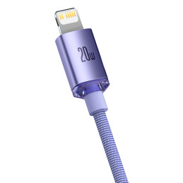 Baseus CAJY000205 Lightning – USB-C PD laidas 20W 480Mb/ s 1,2m – violetinė