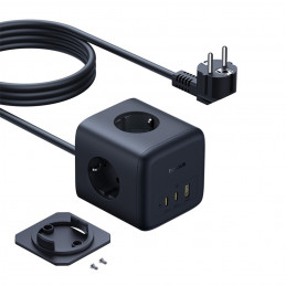 „Baseus EnerFill FA11“ 67 W maitinimo blokas, USB-A + USB-C kubas + 3 x ES lizdai (1,5 m) - juodas