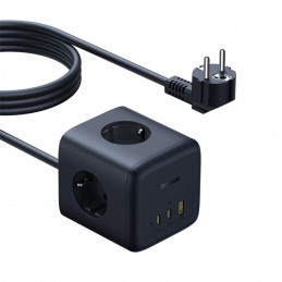 „Baseus EnerFill FA11“ 67 W maitinimo blokas, USB-A + USB-C kubas + 3 x ES lizdai (1,5 m) - juodas