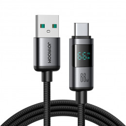 „Joyroom S-A16 Pro Prism“ serijos 66 W USB-A - USB-C laidas su ekranu, 1,2 m - juodas