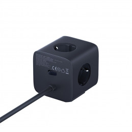 „Baseus EnerFill FA11“ 67 W maitinimo blokas, USB-A + USB-C kubas + 3 x ES lizdai (1,5 m) - juodas
