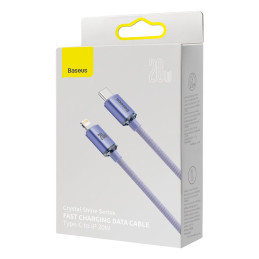 Baseus CAJY000205 Lightning – USB-C PD laidas 20W 480Mb/ s 1,2m – violetinė