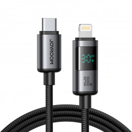 „Joyroom S-A16 Pro Prism“ serijos 30 W USB-C – „Lightning“ laidas su ekranu, 1,2 m – juodas