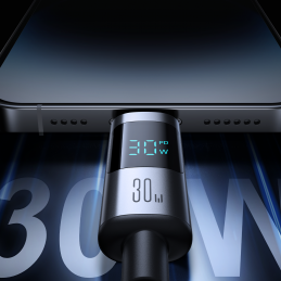 „Joyroom S-A16 Pro Prism“ serijos 30 W USB-C – „Lightning“ laidas su ekranu, 1,2 m – juodas