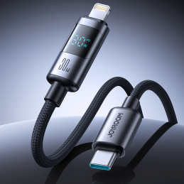„Joyroom S-A16 Pro Prism“ serijos 30 W USB-C – „Lightning“ laidas su ekranu, 1,2 m – juodas