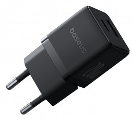 „Baseus Palm“ 20 W USB-C ir USB-A sieninis įkroviklis – juodas