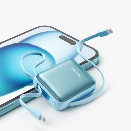 „Joyroom JR-PBF27“ 22,5 W 10000 mAh išorinė baterija su dviem integruotais laidais – mėlyna