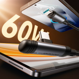 „Joyroom S-A56 EnjoyX“ serijos 90° USB-C – USB-C laidas 60W 1,2 m – juodas