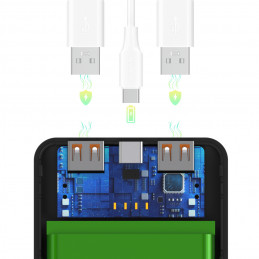 „Wozinsky Wpower WPBBK-2“ 10000 mAh išorinė baterija – juoda