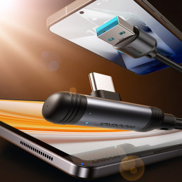 „Joyroom S-A56 EnjoyX“ serijos 90° USB-A - USB-C 3A laidas 1,2 m - juodas