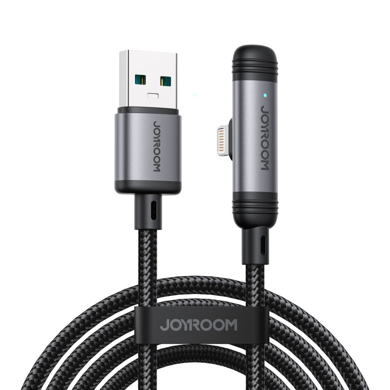 „Joyroom S-A56 EnjoyX“ serijos 90° USB-A – „Lightning“ 3A laidas 1,2 m – juodas
