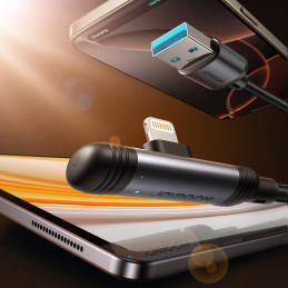 „Joyroom S-A56 EnjoyX“ serijos 90° USB-A – „Lightning“ 3A laidas 1,2 m – juodas