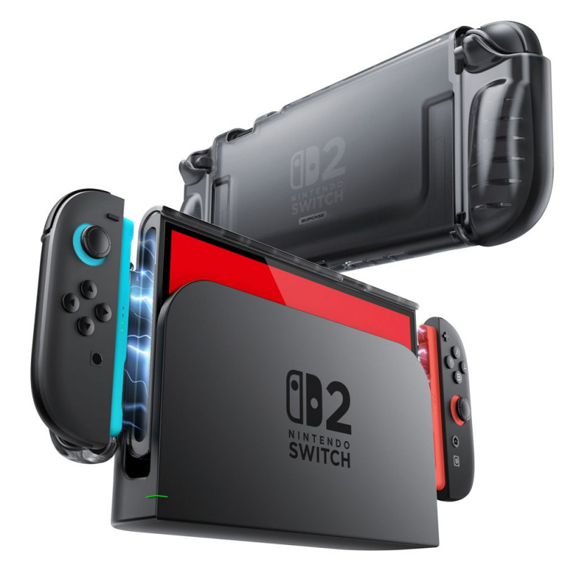 „Supcase Crystal“ dėklas, skirtas „Nintendo Switch 2“ – permatomas juodas