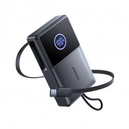 „Joyroom JR-PR1“ 10000mAh 22,5W išorinė baterija su integruotu ištraukiamu USB-C laidu – juoda