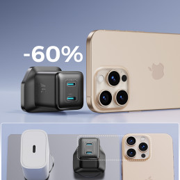 „Joyroom JR-TCG17“ 45 W 2 x USB-C sieninis įkroviklis (JK kištukas) - juodas