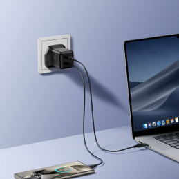 „Joyroom JR-TCG17“ 45 W 2 x USB-C sieninis įkroviklis (JK kištukas) - juodas