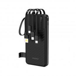 „Dudao K11“ 10000mAh išorinė baterija su įmontuotais laidais – juoda