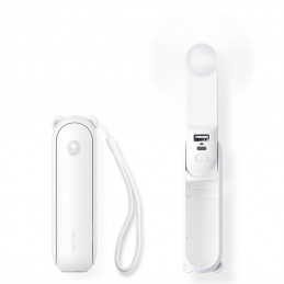 „Jisulife“ nešiojamasis ventiliatorius „Life8“ su USB įkrovos funkcija, 2000 mAh, ir žibintuvėliu – baltas