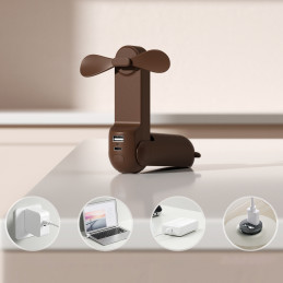 „Jisulife“ nešiojamasis ventiliatorius „Life8“ su USB įkrovos funkcija, 2000 mAh, ir žibintuvėliu – rudas