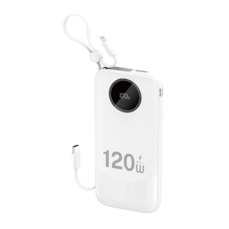 „Dudao K13“ 10000 mAh išorinė baterija su integruotu laidu – balta