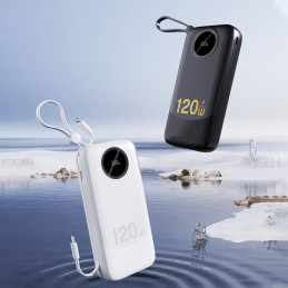 „Dudao K13Pro“ 20000mAh išorinė baterija su įmontuotu laidu – juoda