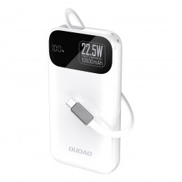 „Dudao K31“ 10000 mAh 22,5 W PD išorinė baterija su integruotu laidu – balta