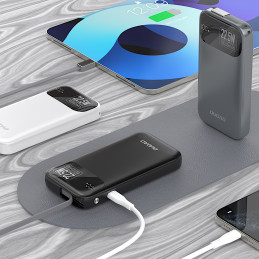 „Dudao K31“ 10000 mAh 22,5 W PD išorinė baterija su įmontuotu laidu – pilka
